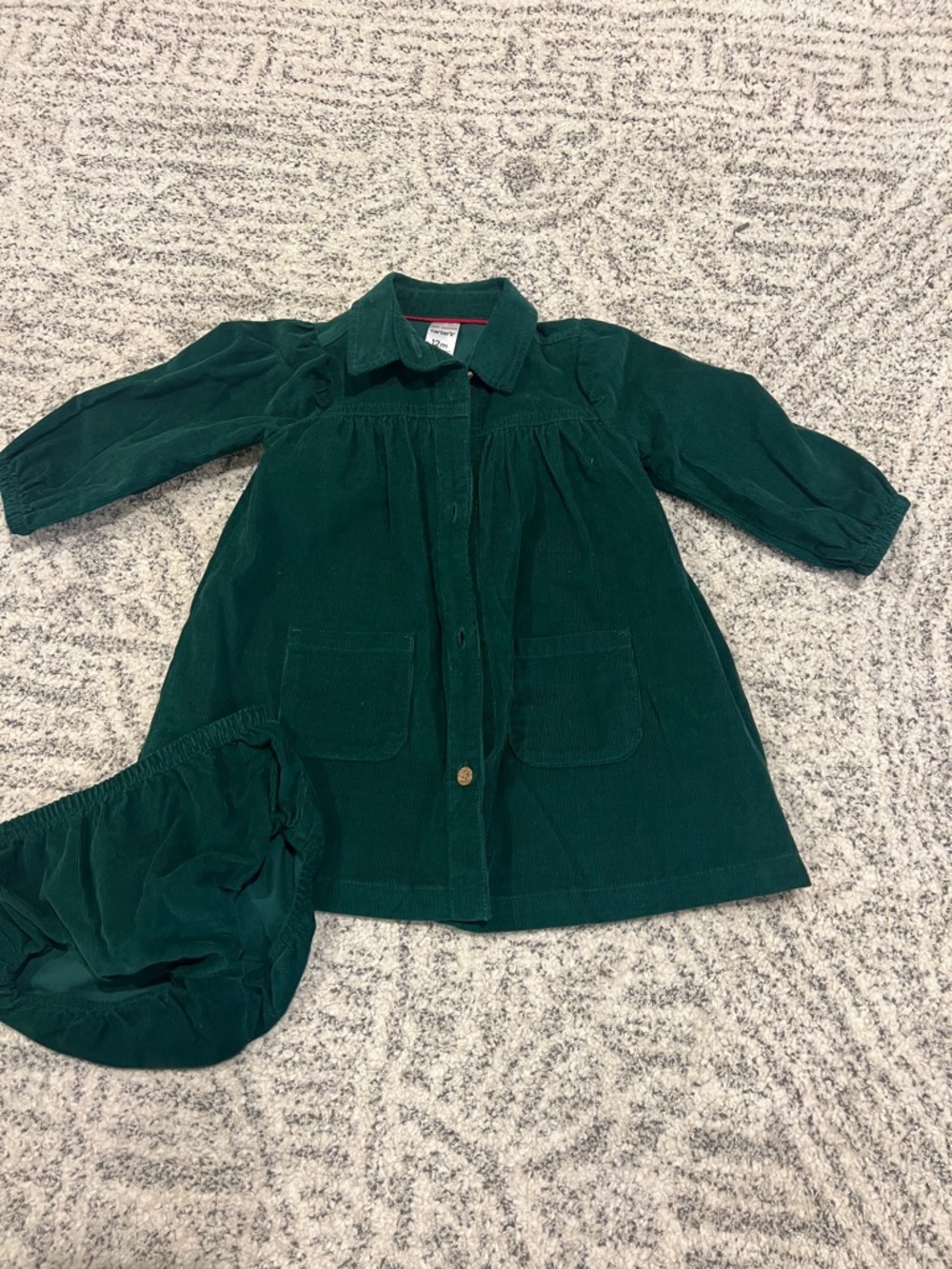 Carter's Dark Green Corduroy Dress with Bloomers